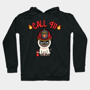 Cute Siamese cat is a firefighter Hoodie